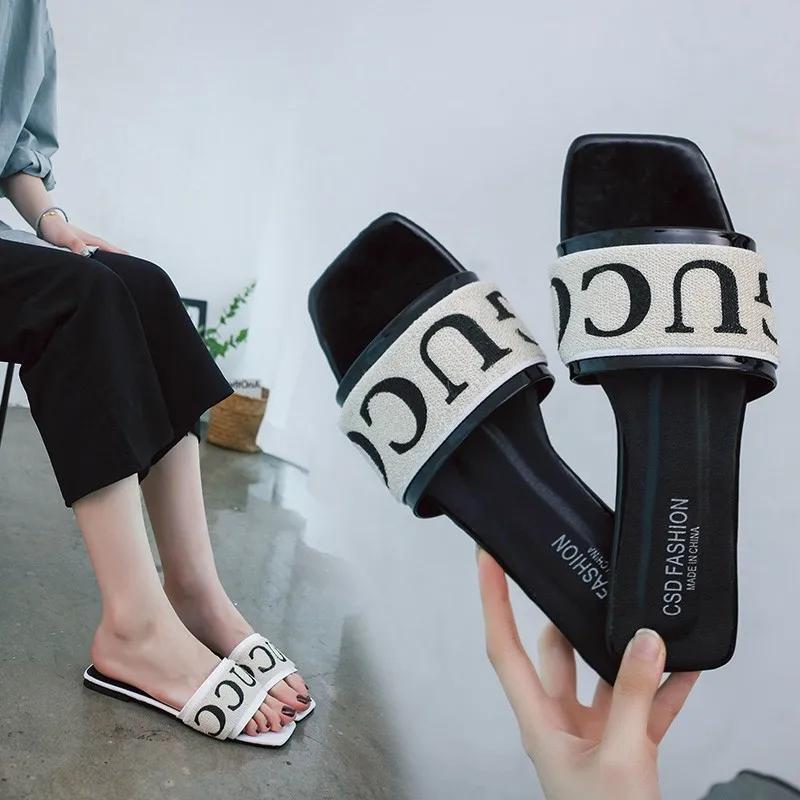 

2019 shoes woman Summer beach slippers open toe with letter for women Ladies' outdoor slippers zapatos de sandalias mujer