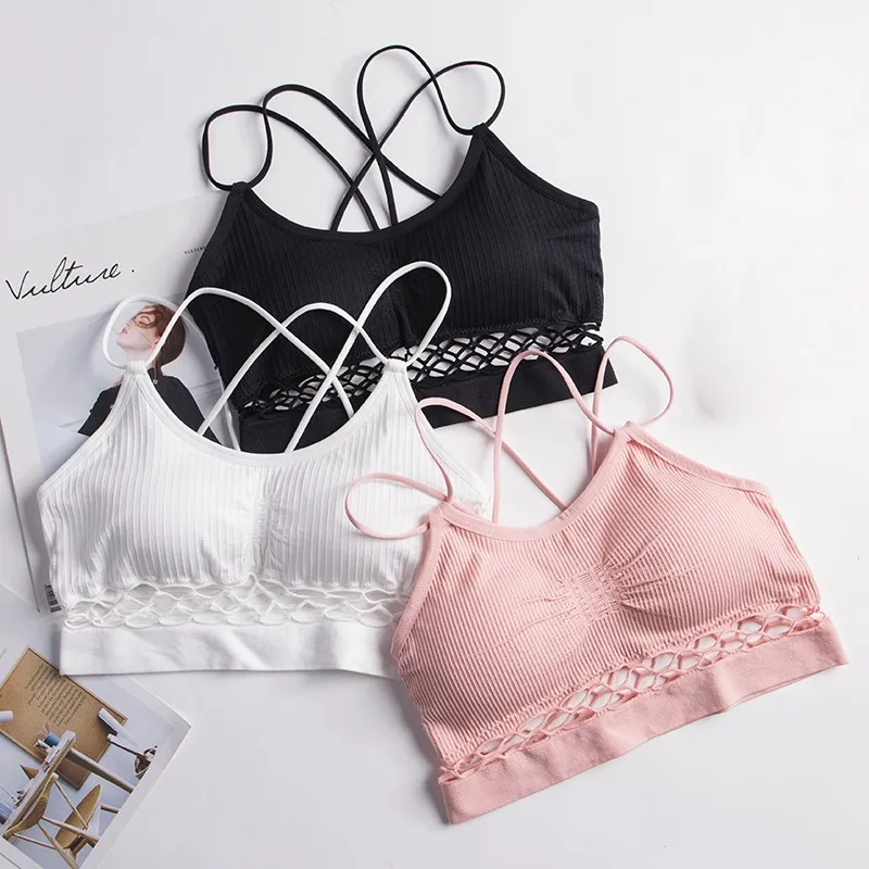 

Women Sexy Crop Tops Hollow Out Bra Seamless Vest Crochet Tops Bralette Bra