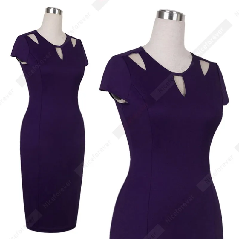 New Fashion Short Sleeve Office Business Bodycon Dress Women Casual Zip Back sexy Summer Dress HG593