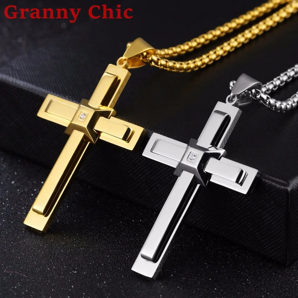 Ожерелье Granny Chic высокого качества из нержавеющей стали мужское серебряное и