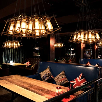

American Loft Vintage pendant light Personality Wrought Iron lights Edison nordic lamp industrial cage lamp lighting fixtures