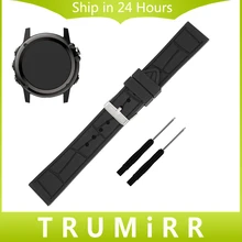 26mm de Caucho de Silicona Correa + Herramienta para Garmin Fenix 3/hr correa de repuesto de smart watch band correa de muñeca pulsera de resina negro