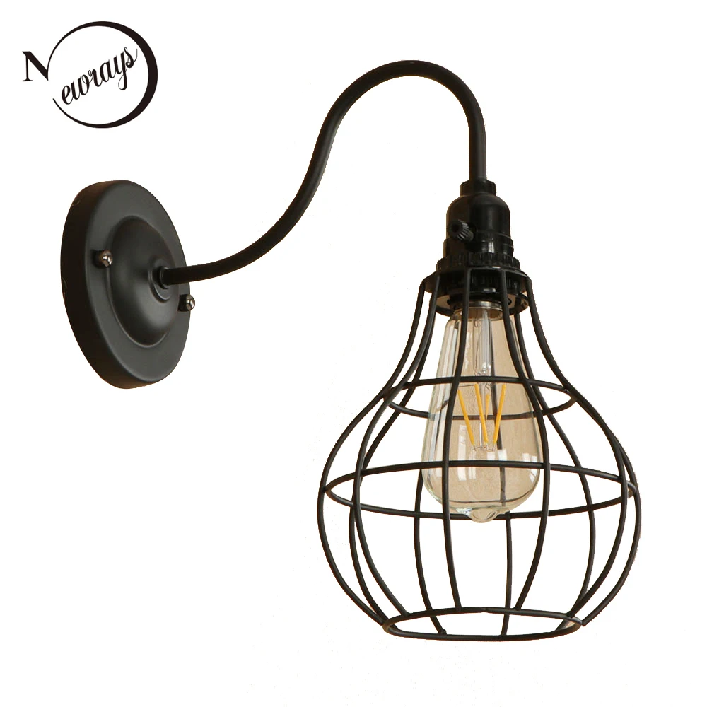 Vintage iron black wall lamp LED E27 creative home deco wall light for bedroom pathway aisle