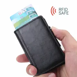 2019 новый мужской алюминиевый кошелёк флип карманный ID Держатель карты RFID Блокировка мини волшебный PU кошелек автоматический кредитный