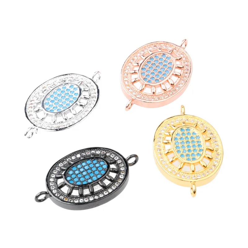

2018 new Evil eye charms Pendent Micro Pave zircon connectors for bracelet necklace accessories Jewelry Finding & Components