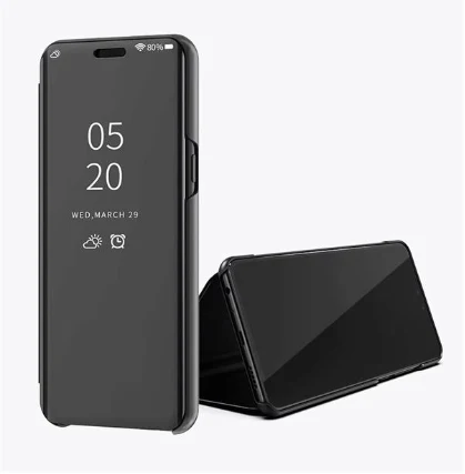 Умный зеркальный флип-чехол для huawei P Smart плюс Y5 Y6 Y7 Y9 Крышка для huawei Y5 Y6 Y7 Prime Y9 на Nova 2i 3 3i 4 Fundas - Цвет: Черный