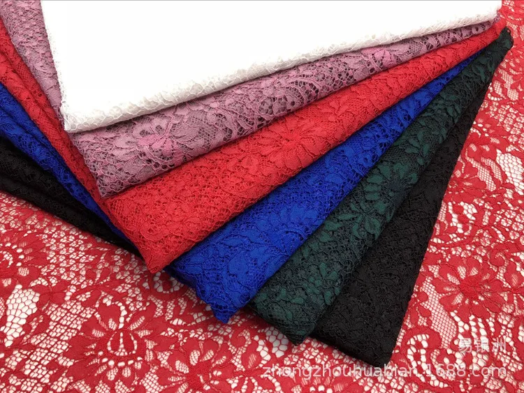 6 цветов: синий, зеленый, красный, черный, белый, темно-розовый, ажурная кружевная ткань! 1,5 м длинные ресницы проводные кружева для платья
