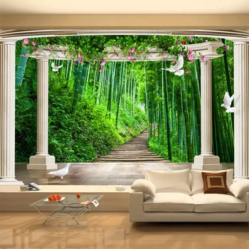 

Custom Mural Wallpaper 3D Green Forest Path Nature Landscape Photo Wall Paper Living Room TV Sofa background Wall Painting Decor