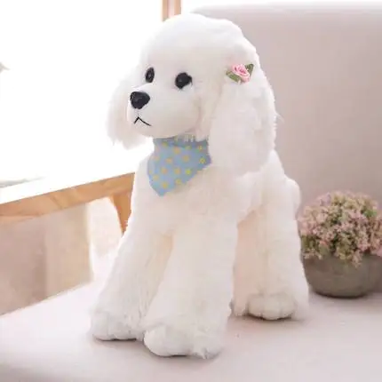 225 см 32 см милые плюшевые игрушечные собаки симулятор пуделя кукла игрушка мультфильм мягкие куклы животных детские плюшевые куклы Подарки для детей - Цвет: Белый