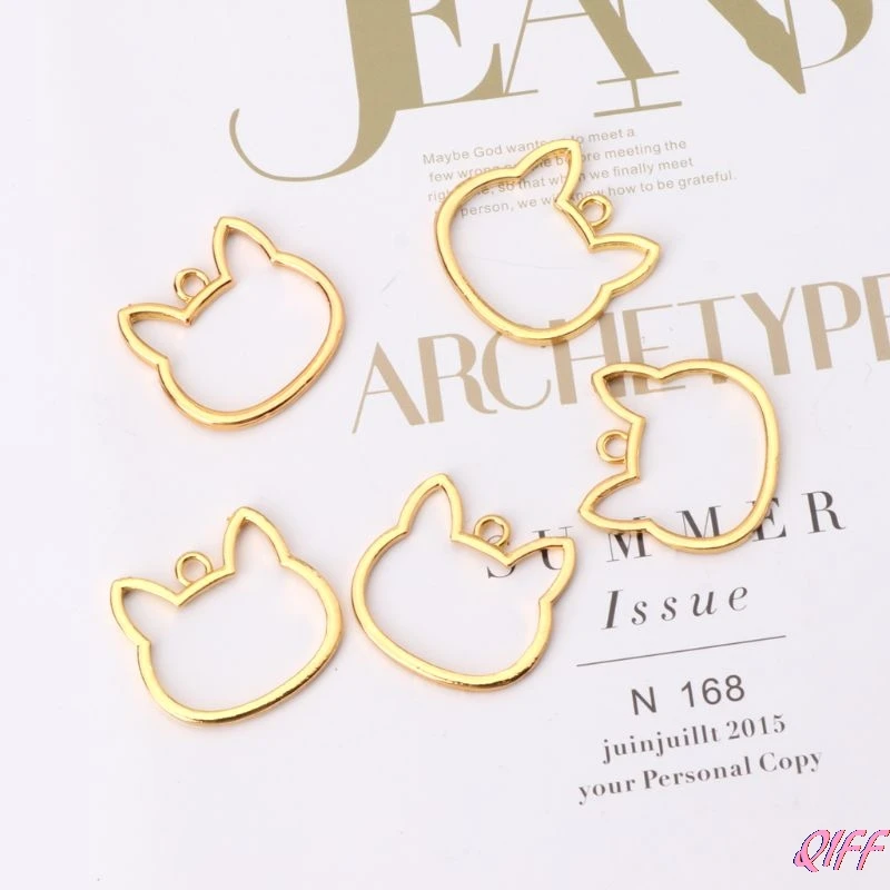 

5Pcs Cat Head DIY UV Frame Pendants Open Bezel Setting UV Resin Jewelry Making