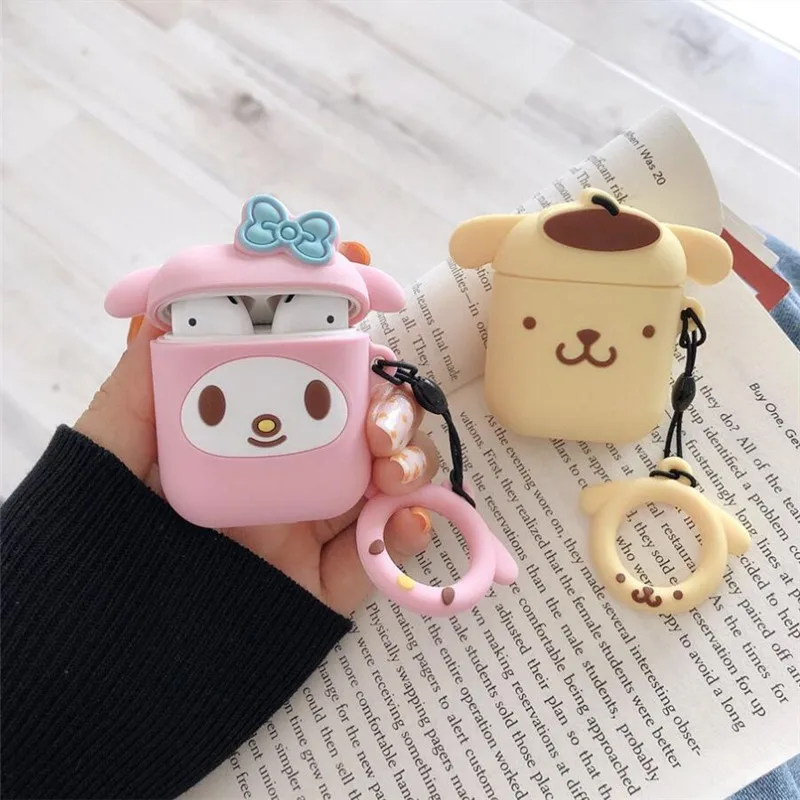 

For AirPods Case Cute Silicone Cartoon Dog Earphone Cases For Apple Airpods Cover Accessories for Earpods Earbuds Ring Strap 3D