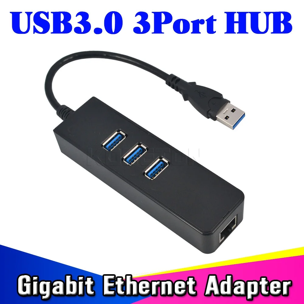 

High Speed 3 Ports USB 3.0 Hub 10/100/1000 Mbps To RJ45 Gigabit Ethernet LAN Wired Network Adapter Converter For Windows Mac