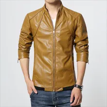 S-5XL Для мужчин плюс Размеры кожаная куртка PU кожаная байкерская куртка человек пальто Мода Твердые Стенд воротник