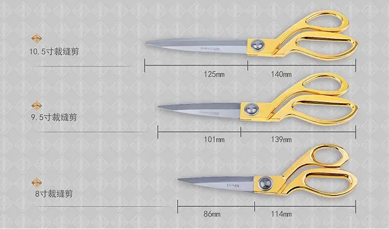 10,5 дюймов многоцелевой нержавеющей стали портной ножницы ленты резка ножницы золотая ручка ножницы для портнихи