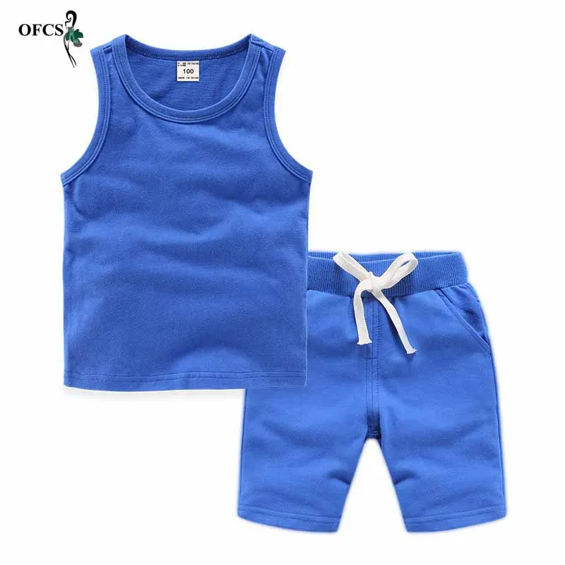 

Enjoy Baby Suit Boy Clothes Children Summer Toddler Boys Clothing Set Girl Kids Pure Cotton Vest Tops And Shorts 2 Pcs 18M-12T