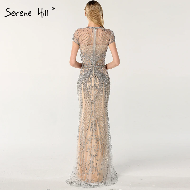 Дубай темно-синий цвет без рукавов элитное вечернее платье с круглым вырезом Diamond сексуальное вечернее платье Serene Hill LA60742