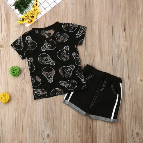 

Toddler Baby Kids Girls Boys Short T-shirts+Shorts Summer Clothes 2Pcs Outfits