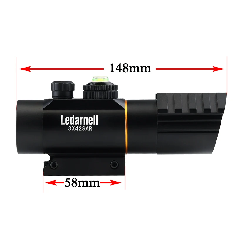 Ledarnell 3x42 11 мм/20 мм рельсовые крепления тактический оптический прицел для винтовки Охота голографический красный точечный оптический, телескопический для охоты