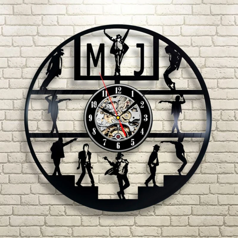 

Michael Jackson Pop King Songs Music Vinyl Record Clock Vinyl Creative Round Decor LED Wall Clock Best Gift For MJ Fans