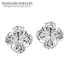 Neoglory, без никеля, титановая игла, кубический циркон, белый цветок, серьги-гвоздики для женщин, новинка, модные ювелирные изделия, подарки