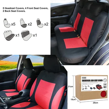 

TIROL Universal 11PCS Full Set Car Seat Covers Automobile Seat Covers Car Protective Interior Accessories Fit with Most Vehicles