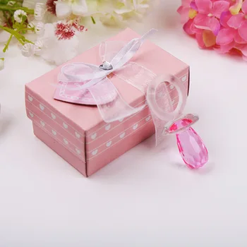 

FREE SHIPPING 12pcs Pink Color Choice Crystal Baby Pacifier Birthday Favors Party Keepsake Baby Shower