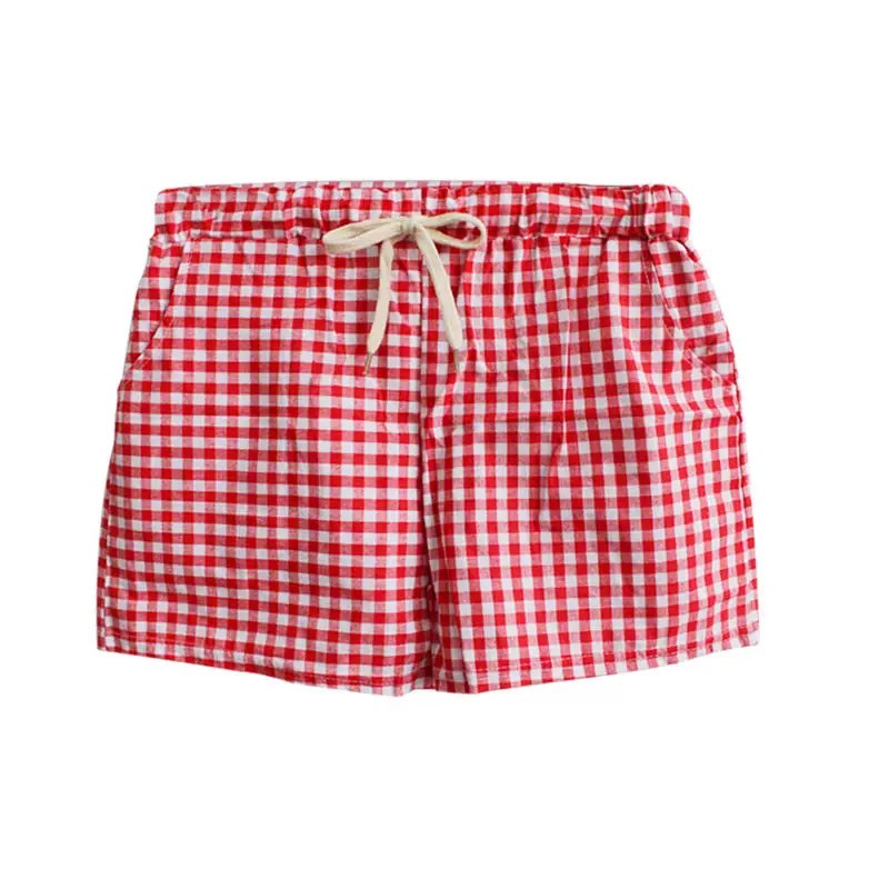 Плед для сна, низ, женские хлопковые шорты, домашняя красная пижама, сексуальные мягкие летние короткие штаны с завязками, большой размер, Студенческая одежда для сна