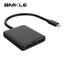 Amkle USB C HUB Adapter USB C 3.1 to HDMI Adapter USB Type C Male to Dual HDMI Female 4K 30Hz UHD Video Converter for Macbook