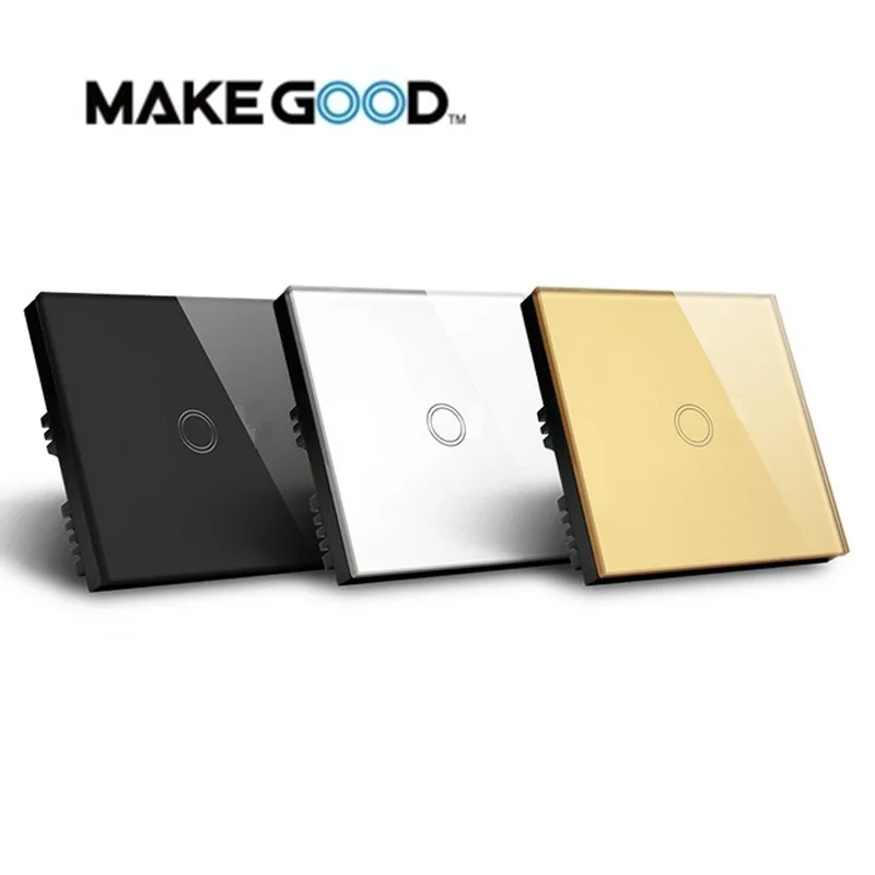 Сенсорный выключатель MakeGood европейского стандарта 1 клавиша канал панель из