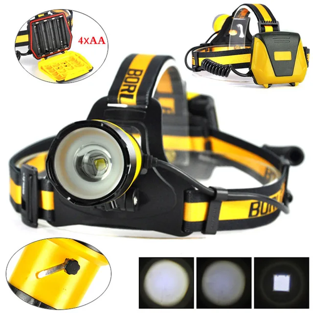 

BORUiT B16 XM-L2 LED Zoomable Headlamp 4AA Headlight 4 Mode SOS Low Whistle Linterna Frontal LED Head Lamp Outdoor Camping Lamp