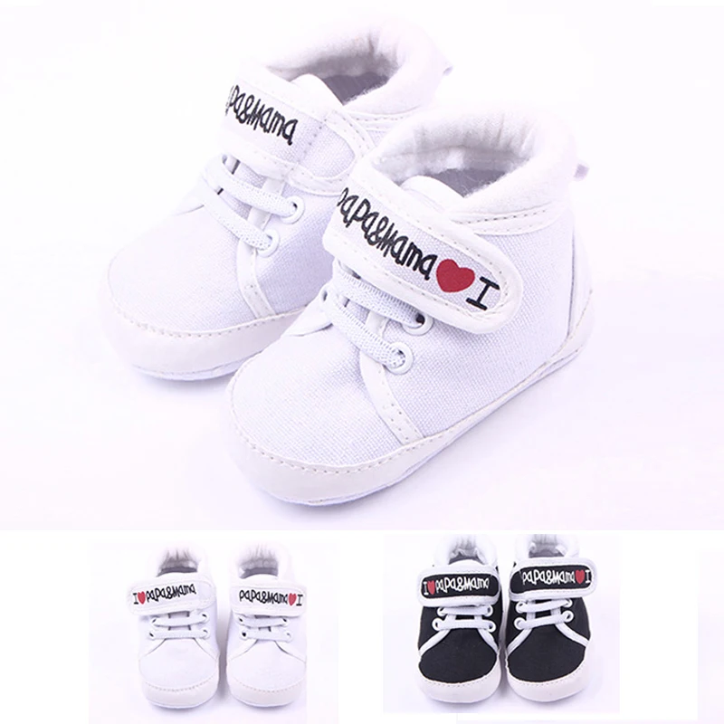 

Anti-Slip Sole Baby Shoes I Love Papa Mama Soft Canvas Baby First Walker Baby Boy First Walkers Newborn Toddler Shoes