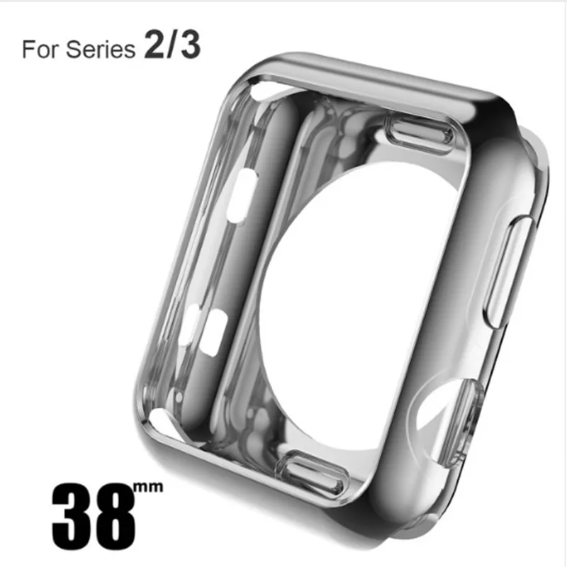 Стильный Мягкий защитный чехол для часы Serise 3 2 Apple Watch красочные Крышка корпуса 38 мм 42 мм идеально подходит 4 вида цветов бампер - Цвет: 38MM sliver