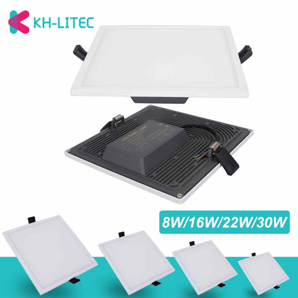 KHLITEC-Ultra-Thin-LED-Panel-Downlight-8W 16W 24W 32W-RoundSquare-LED-Ceiling-Recessed-Lights-Power-Supply-Included-SMD4014