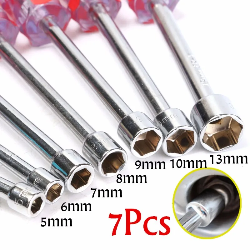 

7Pcs Steel Screwdriver Set Socket Driver Wrench Hex Nut Key Nutdriver Spinner Drivers DIY Hand Tools 5 6 7 8 9 10 13mm