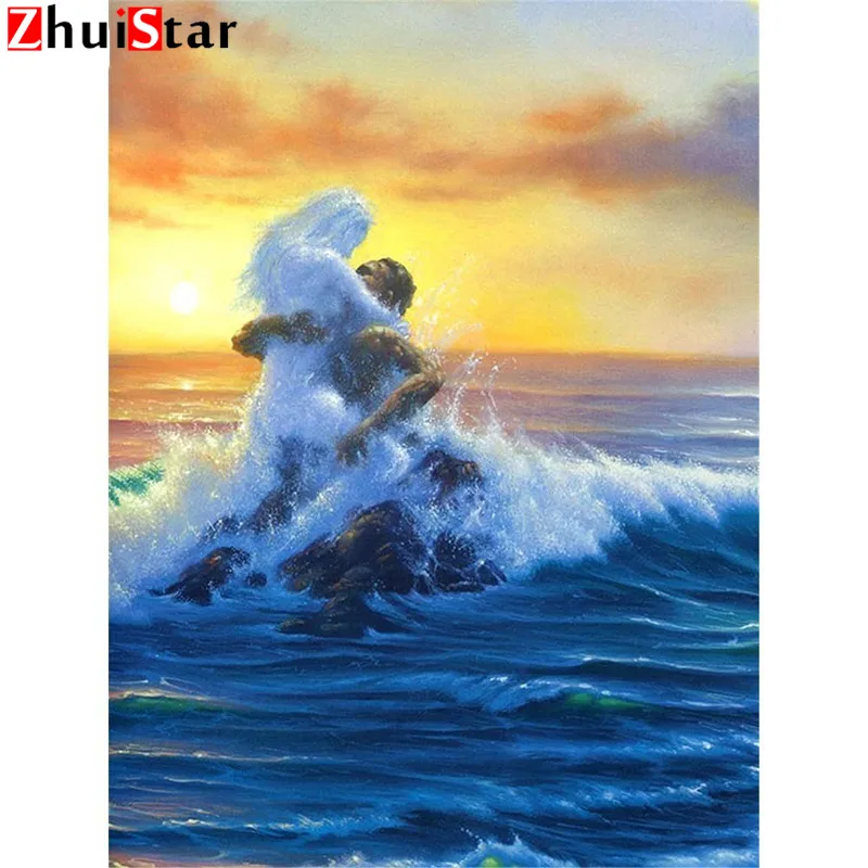 Diamond Painting Portrait Embroidery Sea Women Living Room Decor Mosaic Full Dril Art Rhinestones Picture XY1 | Дом и сад