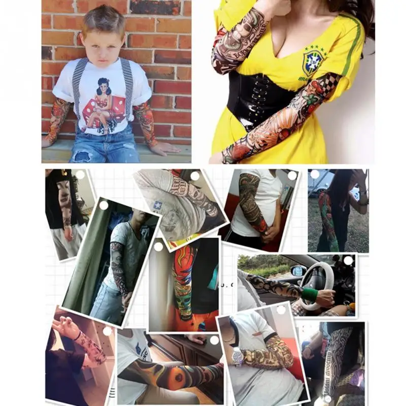 1 шт. трендовые мужские и женские новые высокоэластичные накладные временные тату-рукава Дизайнерские летние солнцезащитные гетры для тела