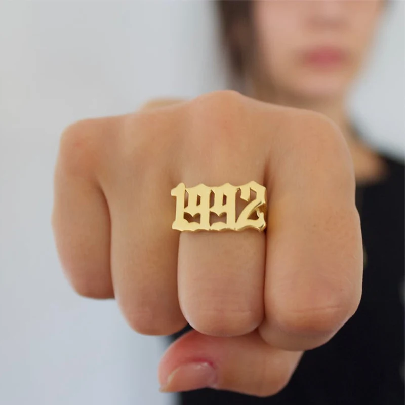 

Custom Personalized Ring For Women Birthday Special Year 1980-2019 Clothing Accessories Or Bridesmaid Jewelry Gifts