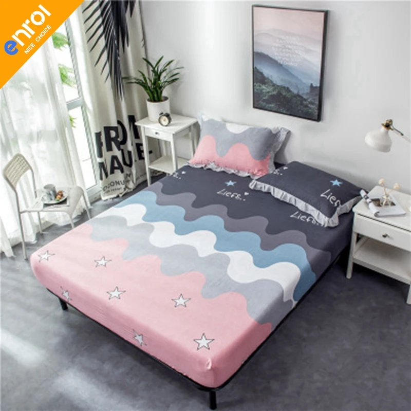

100% Cotton 1 piece Colorful Bed Sheet Bed Cover Bedsheet Fitted Sheet Mattress Cover pillowcase 23 Colors