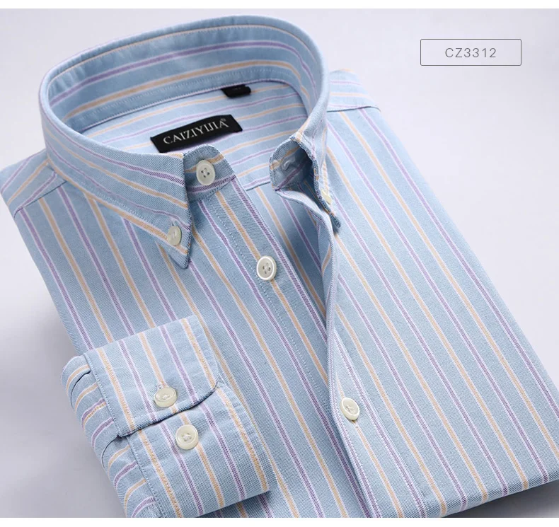 Caiziyijia 2018 новый дизайнер Рубашка в полоску Для мужчин модный бренд с длинными рукавами Camisa masculina 100% хлопок Оксфорд социальных Повседневная