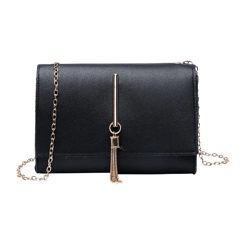 

Crossbody Single Shoulder Bag Iron Tassel Rectangle Handbag with Golden Chain Strap for Women OH66