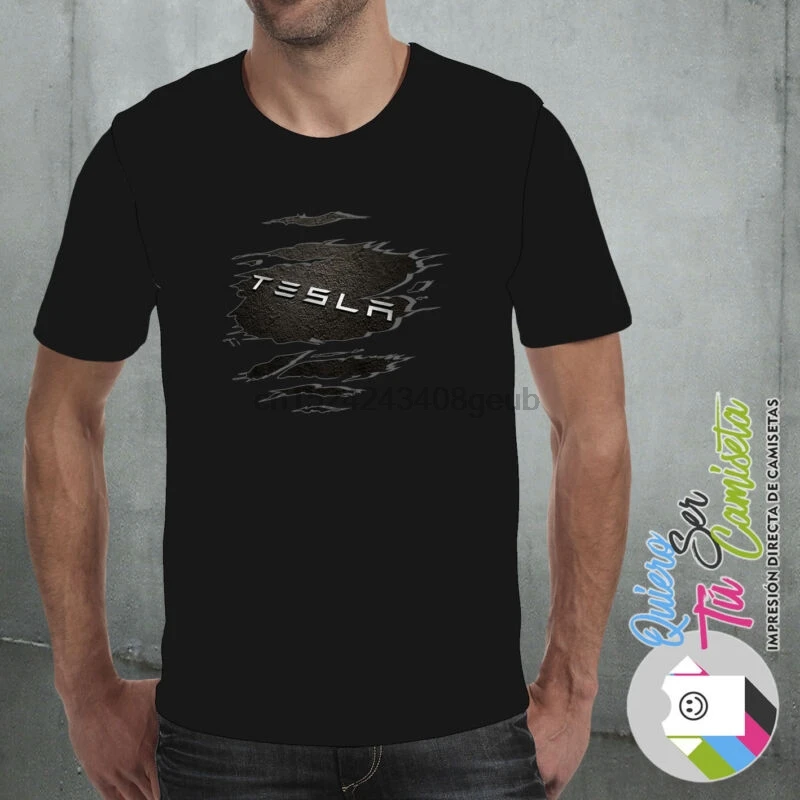 CAMISETA TESLA MOTORS CARS EFECTO DESGARRADO футболка ENVIO PENINSULA 24 48 H | Мужская одежда