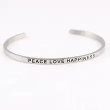 Браслет Peace Love Happiness 316L из нержавеющей стали с гравировкой великолепное предложение манжета браслет с мантрой для женщин и мужчин