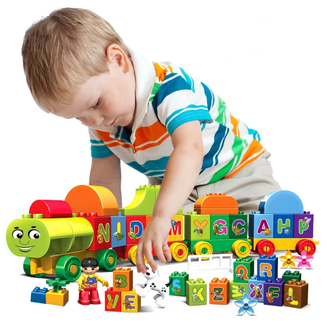 75pcs large size letter train building blocks letter bricks letter train