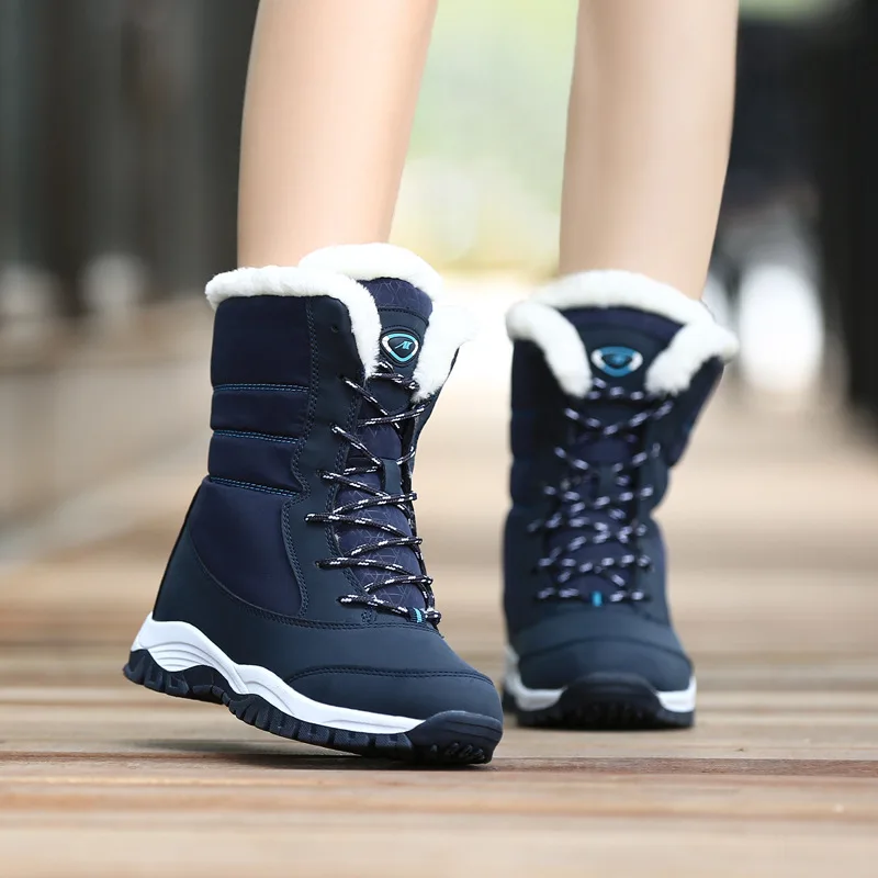 

Winter Women Ankle Boots Female Wedges Lace Up Snow Boots Lace Up Warm Plush Platform Botas
