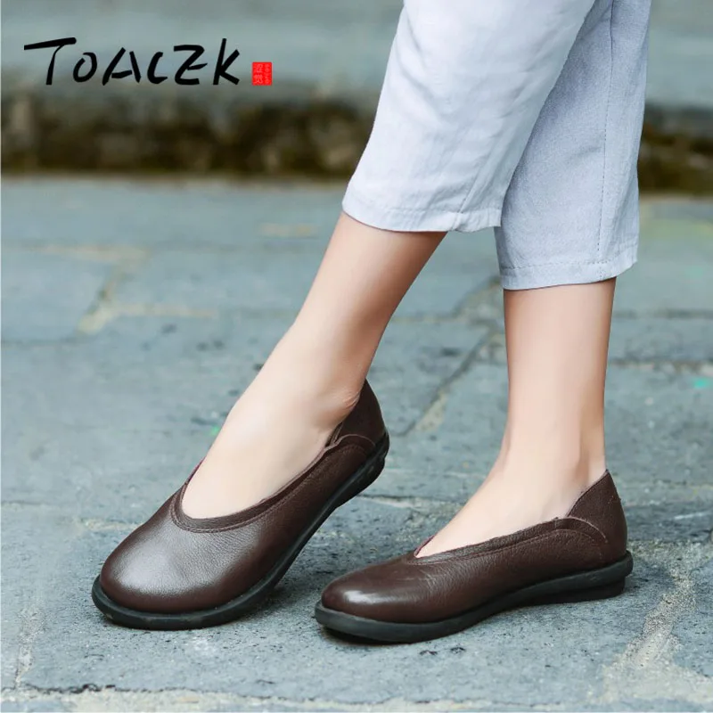 Couche Simple Confort Nouveau Main Printemps Loisirs Femmes Chaussures Faits En Rétro De apricot La Coffee Produits Été vin Peau Supérieure Cuir Rouge Et Vache À FxqxawR
