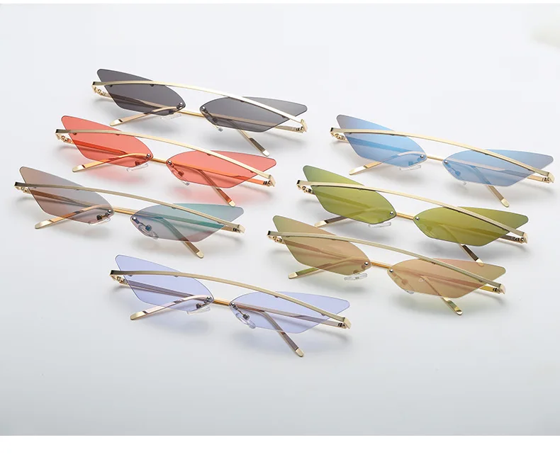 Роскошные солнцезащитные очки "кошачий глаз" для женщин, крутые Брендовые женские солнцезащитные очки, Ретро стиль, металлическая оправа, зеркальные женские очки, трендовые треугольные очки