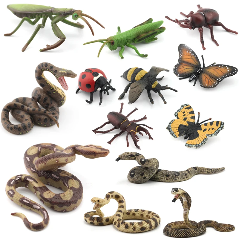 

original animal figures 10 insects Bee Pamphobeteus funnel web spider Scorpion rhinoceros beetle ladybug locusts model kids toys