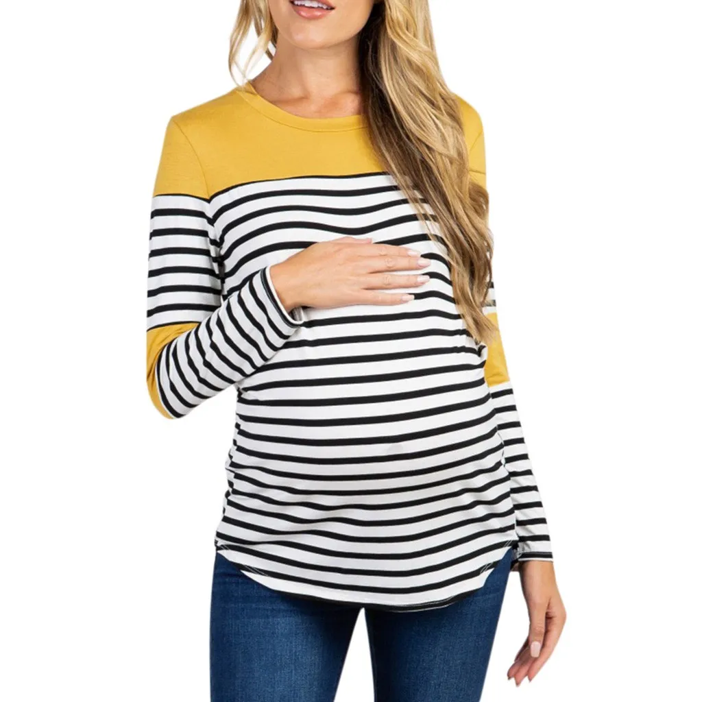 Nursing Top Women Breastfeeding Long Sleeve Stripe Loose Casual Winter for Feeding Maternity