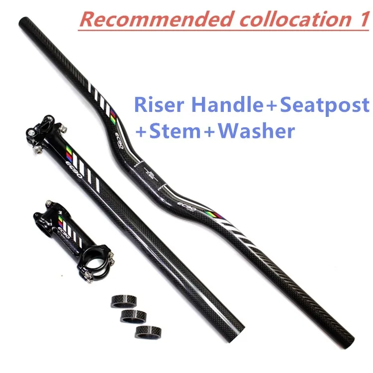 Riser Handlebar EC90 углеродная ручка для горного велосипеда MTB/горный велосипед Riser/плоский руль+ подседельный штырь+ Шток+ Омыватель для гарнитуры - Цвет: Riser Handlebar