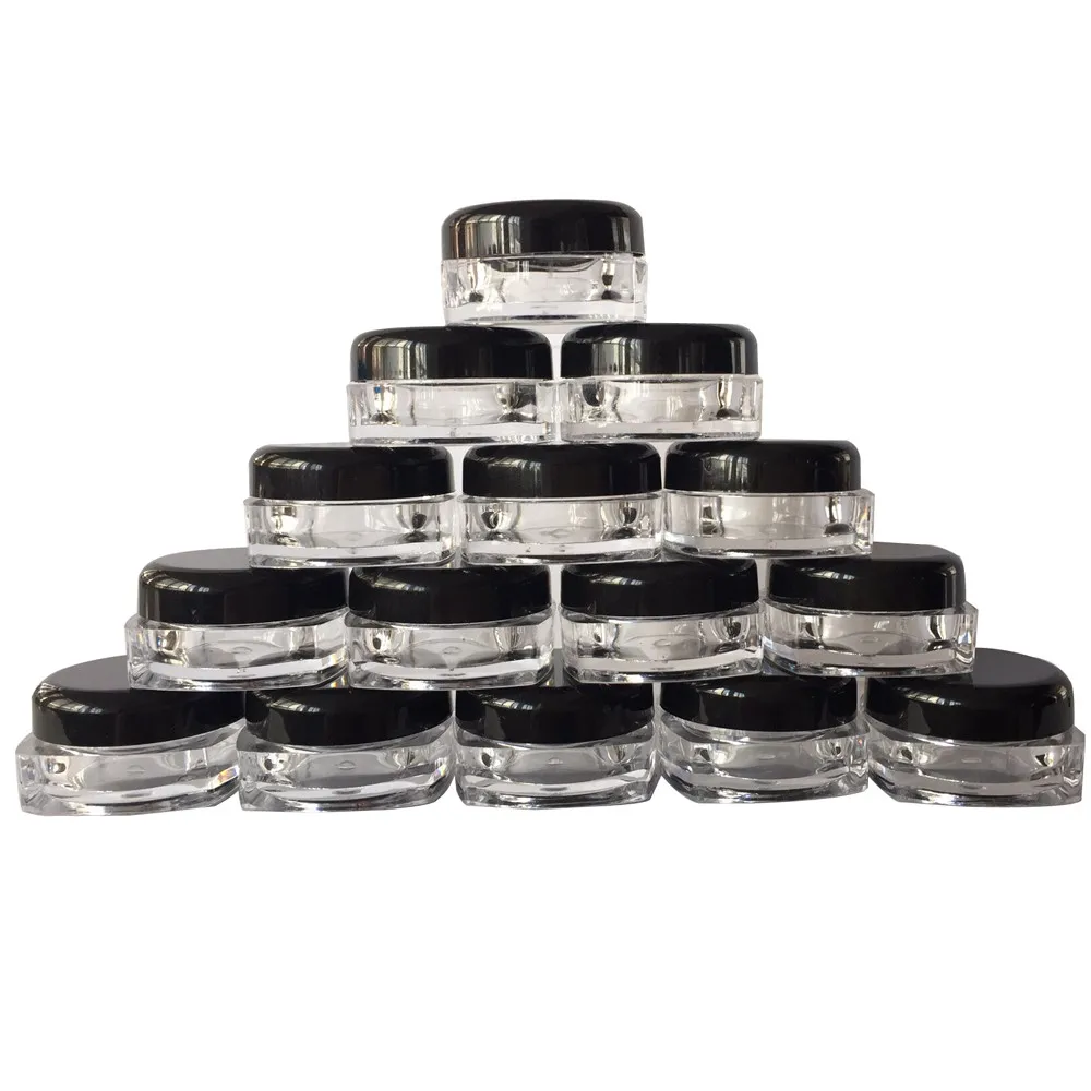 

Hot Selling 50Pcs Clear Cosmetic Sample Empty Container Jar Pot Eyeshadow Makeup Cream Lip Balm Storage Makeup Organizer
